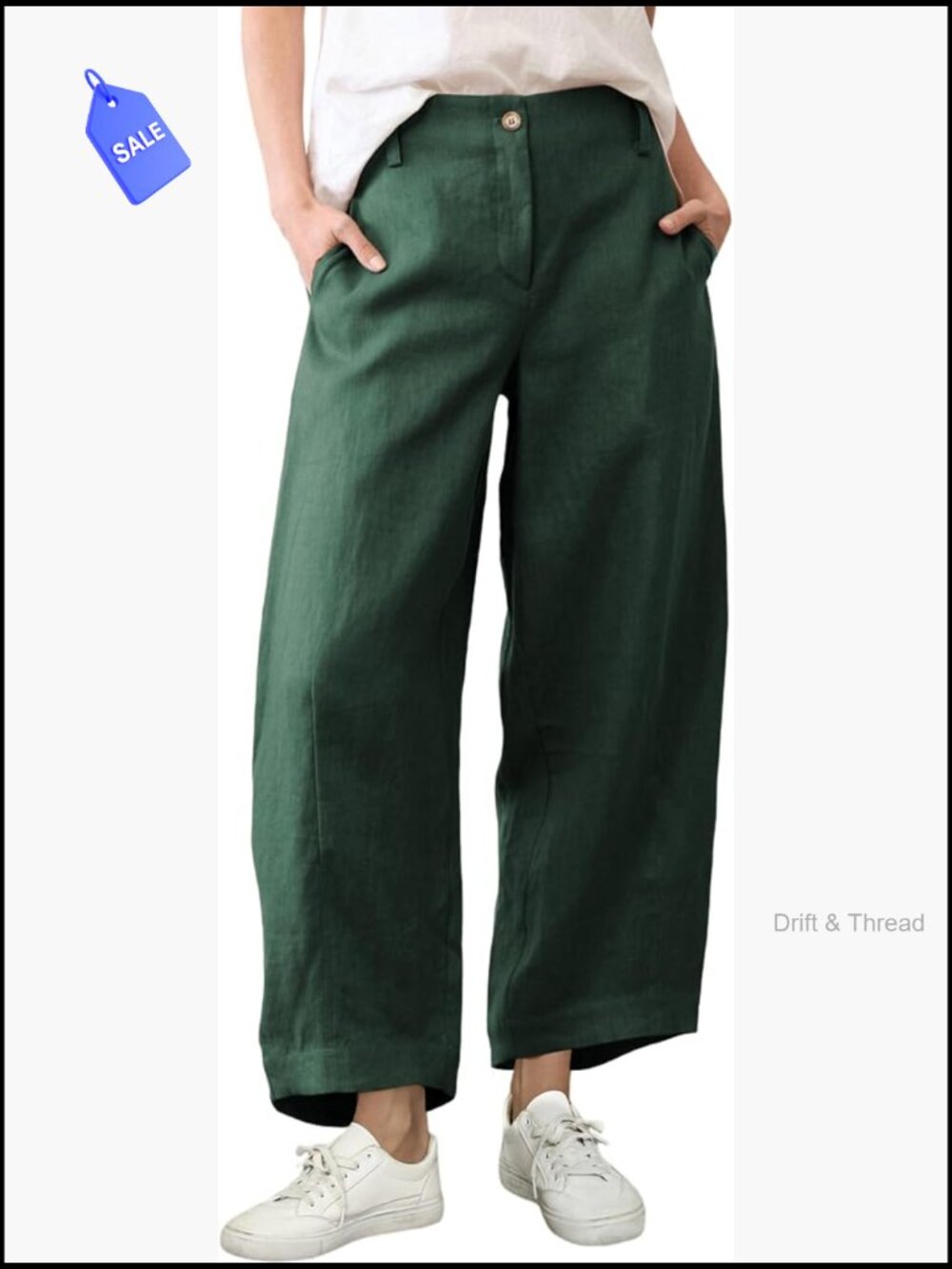 Linen Capri Wide Leg Palazzo Pants Casual Beach Vacation Trousers